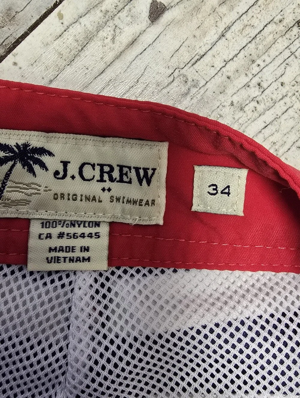J.CREW Men's Swim Trunks Navy White Striped Board Shorts Cargo Pocket Size 34